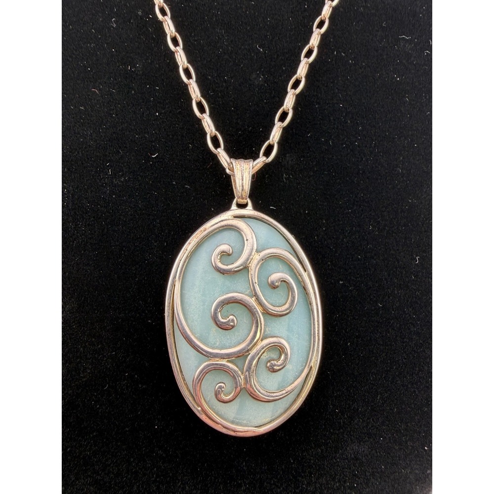 Paola Valentini PV 925 Sterling Silver Necklace Italy Swirl Filigree Pendant
